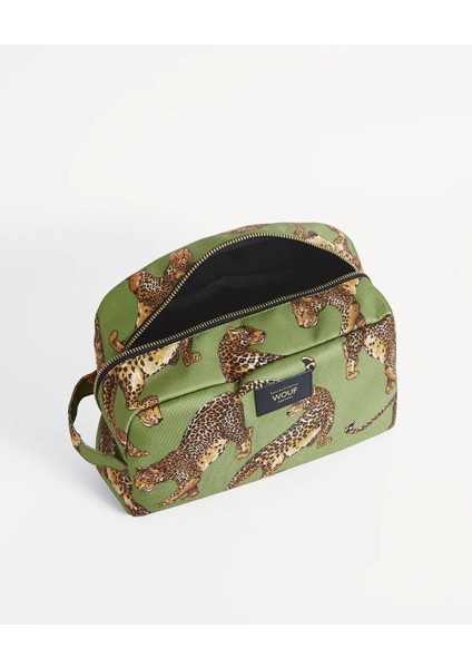 Olive Leopard Large Toiletry Bag - Makyaj Çantası