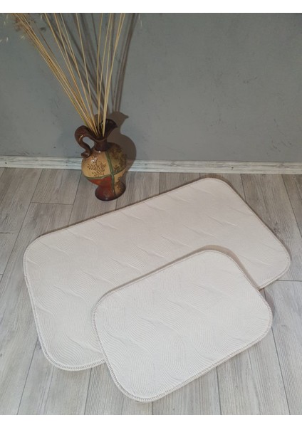 Plus Kaymaz Tabanlı Kabartmalı Banyo Paspas Takımı 2'li (60 x 100 - 40 x 60)