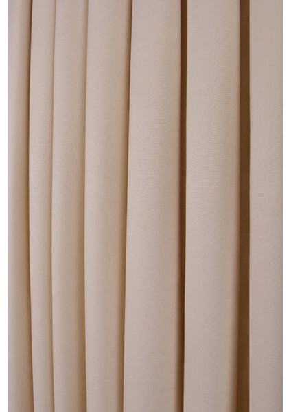 Ekru Düz Ada Fon Perde V-12489 Tek Kanat 1x3 Sık Pile modelleri