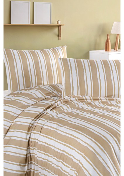 Breeze Beige %100 Pamuk Çift Kişilik Nevresim Seti