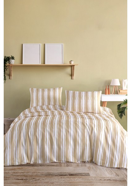 Breeze Beige %100 Pamuk Çift Kişilik Nevresim Seti