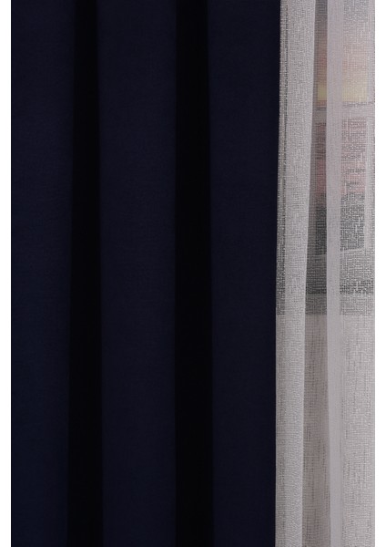 Lacivert Düz Ada Fon Perde V-32 Tek Kanat 1x3 Sık Pile fiyatları