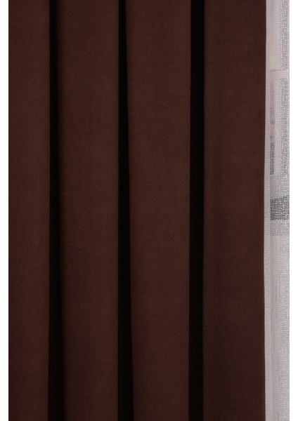 Kahverengi Düz Ada Fon Perde V-28 Tek Kanat 1x3 Sık Pile fiyatları