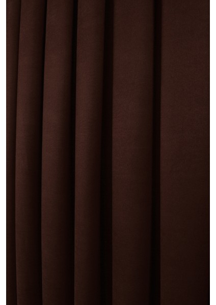 Kahverengi Düz Ada Fon Perde V-28 Tek Kanat 1x3 Sık Pile modelleri