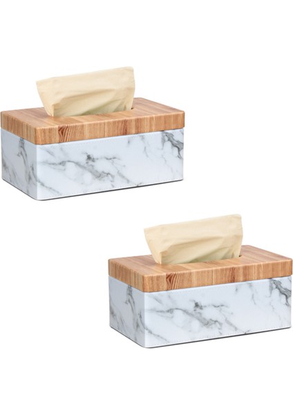 2x Dikdörtgen Mermer Pu Yüz Tahıl Doku Kutusu Kapağı Peçete Tutucu Kağıt Havluluk Konteyner Ev Dekor Için (Yurt Dışından)