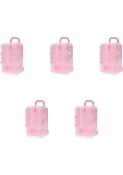 5x Pembe Mini Rulo Seyahat Bavul Şeker Kutusu Kişilik Yaratıcı Düğün Şeker Kutusu Bagaj Arabası Çantası (Yurt Dışından)