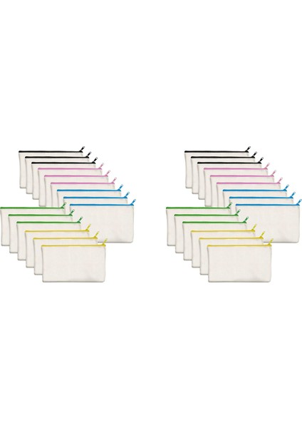 30 Paket Boş Pamuk Kanvas Dıy Zanaat Fermuarlı Çanta Torbalar Kalem Kutusu Makyaj Kozmetik Tuvalet Sabit Depolama (Yurt Dışından)