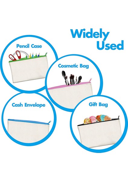 30 Paket Boş Pamuk Kanvas Dıy Zanaat Fermuarlı Çanta Torbalar Kalem Kutusu Makyaj Kozmetik Tuvalet Sabit Depolama (Yurt Dışından) modelleri