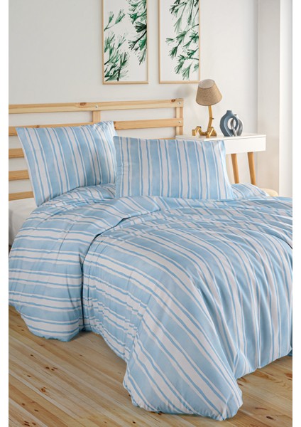 Breeze Blu %100 Pamuk Çift Kişilik Nevresim Seti