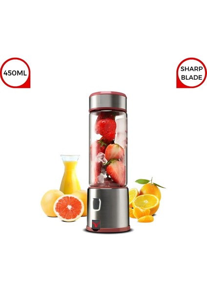 450 ml Taşınabilir Metal Kişişel Blender Shake'n Smoothies Blender Keskin Bıçaklı