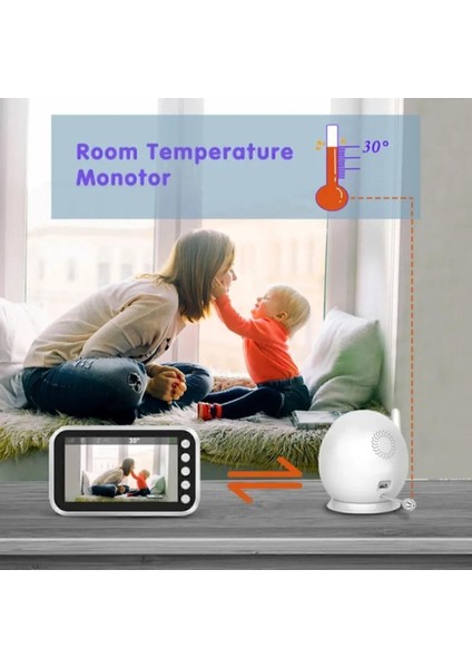 LCD Ekranlı Gece Görüşlü Bebek Monitörü - Bebek Izleme Kamerası Oda Sıcaklığı Kontrollü Kablosuz