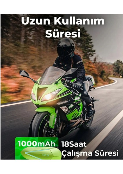 2 Intercom Bağlantılı Su Geçirmez Motosiklet Kask Bluetooth 5.3 300M Intercom 1.000MAH C602X