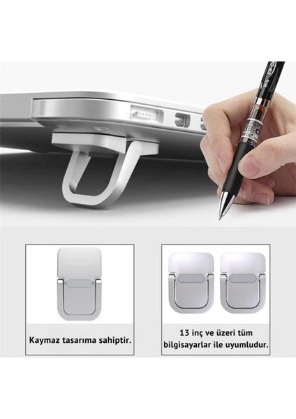 2 Adet Yapışkanlı Katlanılabilir Laptop Standı Portatif Macbook Bilgisayar Laptop Stand Ayagi