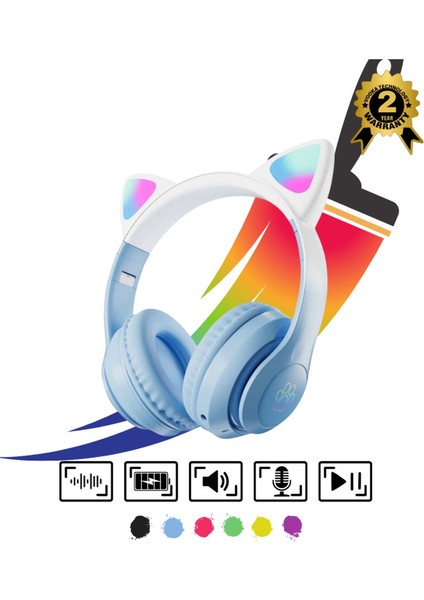 Bluetooh Kulaklık Kedi Kulaklık Pro 5.3 Akıllı Rgb LED Detaylı Bluetooth Kablosuz Kulaklık modelleri