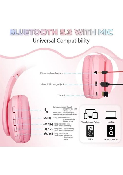 Bluetooh Kulaklık Kedi Kulaklık Pro 5.3 Akıllı Rgb LED Detaylı Bluetooth Kablosuz Kulaklık fırsatları