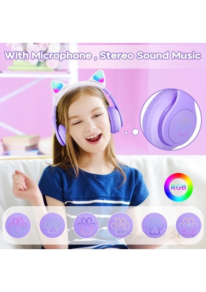 Bluetooh Kulaklık Kedi Kulaklık Pro 5.3 Akıllı Rgb LED Detaylı Bluetooth Kablosuz Kulaklık indirimleri
