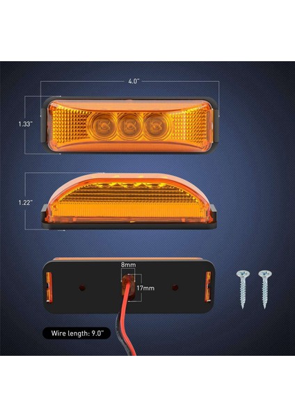 Adet 3.9 Inç 3 Kamyon Römork Ön Arka LED Yan Sinyal Lambası (Yurt Dışından)