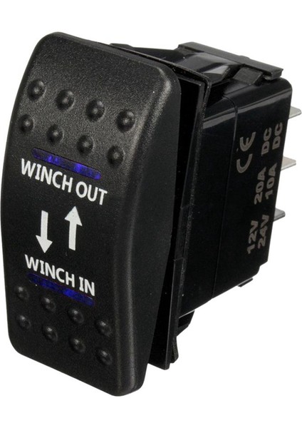 6x 12V 20A Vinç Çıkışı Açık-Kapalı-Açık Rocker Anahtarı 7 Pinli LED Mavi (Yurt Dışından)