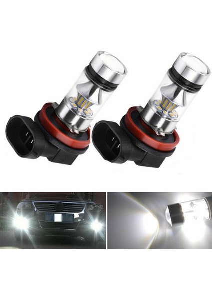 2x H8 H11 H16 6000K Beyaz 100W Yüksek Güçlü LED Sis Farı Sürüş Ampulü (Yurt Dışından)