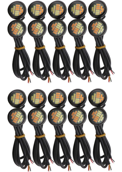 10 Adet 12V 23MM Çift Renkli Switchback 4014 Smd 12 LED Drl Dönüş Işıkları (Yurt Dışından)