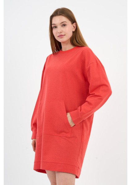 Kadın Kanguru Cepli Oversize Tunik (B24-00225)