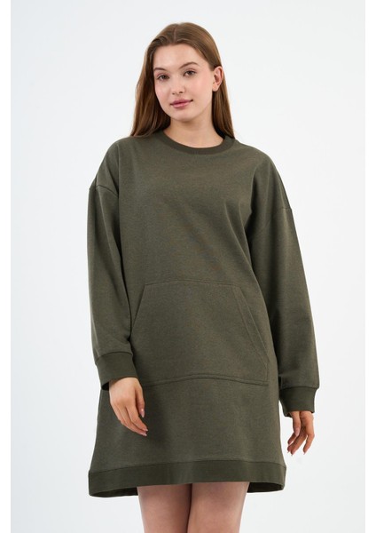 Kadın Kanguru Cepli Oversize Tunik (B24-00225)