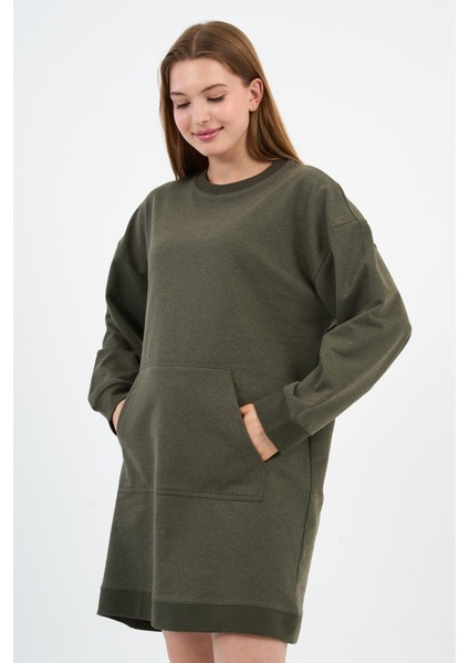 Kadın Kanguru Cepli Oversize Tunik (B24-00225)