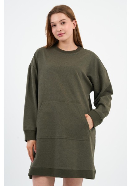 Kadın Kanguru Cepli Oversize Tunik (B24-00225)