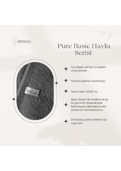 Pure Basic Pamuklu Havlu 50 x 85 Tek Parça El Havlusu