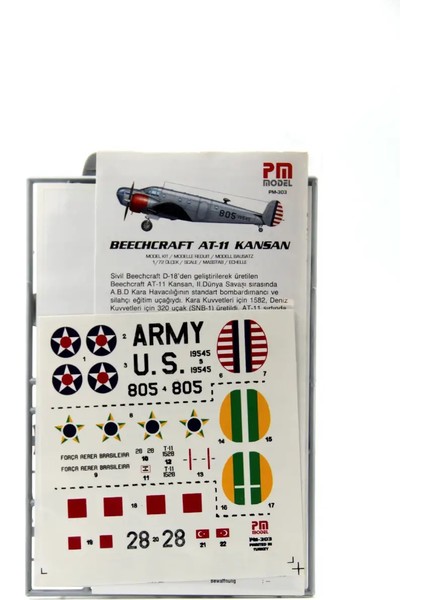 Maket Eğitim - Bombardıman Uçağı Beechcraft At-11 Kansan 172 Ölçek PM-303 modelleri