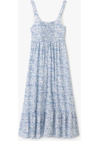 Kolsuz Gipeli U Yaka Katlı Viskon Çiçekli Uzun Elbise fırsatları