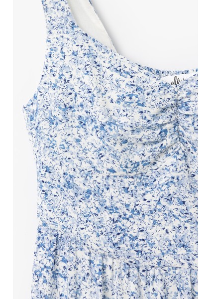 Kolsuz Gipeli U Yaka Katlı Viskon Çiçekli Uzun Elbise indirimleri