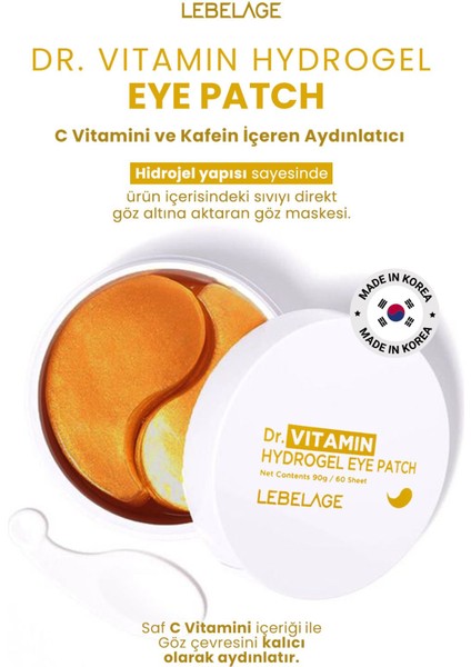C Vitamini ve Kafein Içeren Aydınlatıcı Göz Altı Maske Seti 60 Adet Lebelage Dr Vitamin Eye Patch