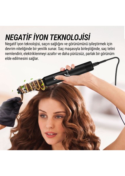 WT626 7 In 1 Hava Üflemeli Saç Düzleştirici Şekillendirici Airwrap Compact Saç Kurutma Fön Makinesi