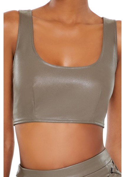 Suni Deri Crop Bluz