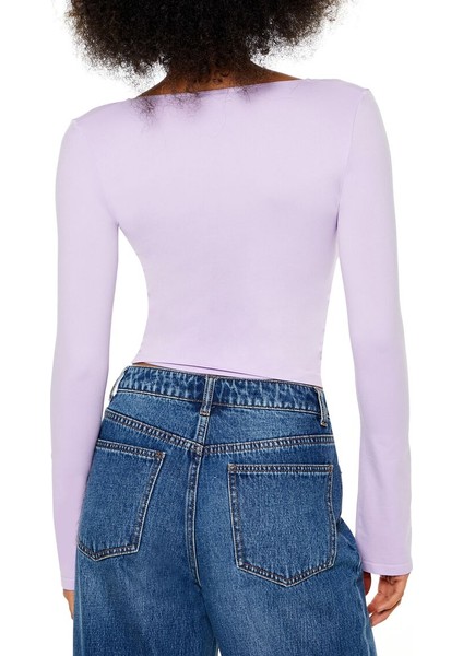 Dikişsiz Örme V-Yaka Bluz