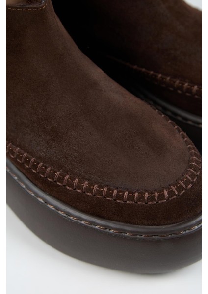 (Carolina) Kadın Deri Içi Kürklü Mini Kahve Bot modelleri