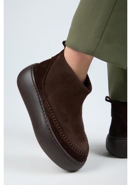 (Carolina) Kadın Deri Içi Kürklü Mini Kahve Bot indirimleri