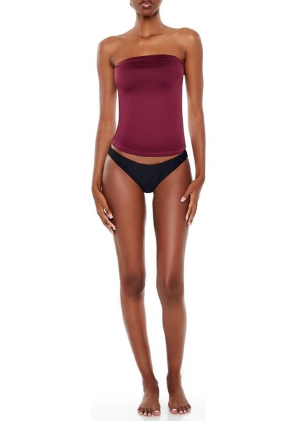 Straplez Yaka Crop Bluz