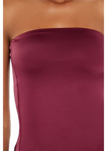 Straplez Yaka Crop Bluz