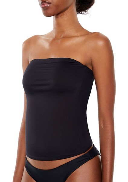Straplez Yaka Crop Bluz