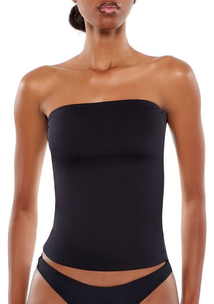 Straplez Yaka Crop Bluz