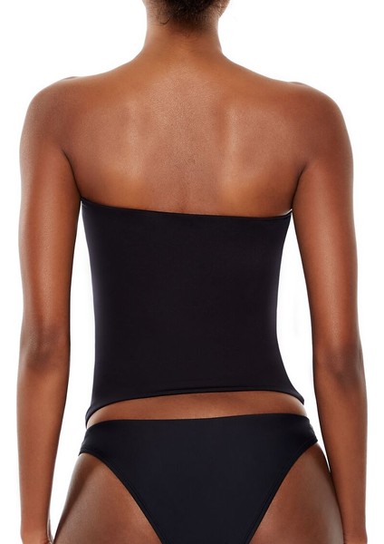 Straplez Yaka Crop Bluz