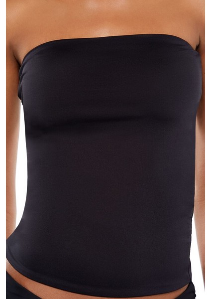 Straplez Yaka Crop Bluz