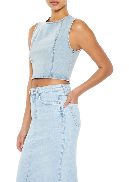 Denim Crop Bluz fırsatları