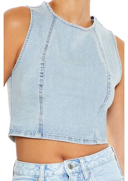 Denim Crop Bluz modelleri