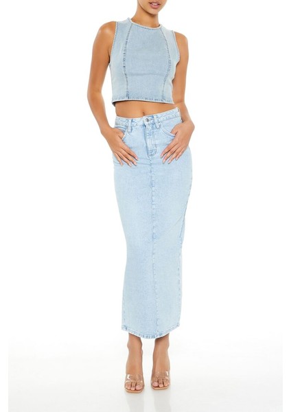 Denim Crop Bluz fiyatları