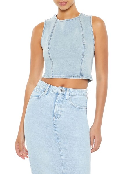 Denim Crop Bluz