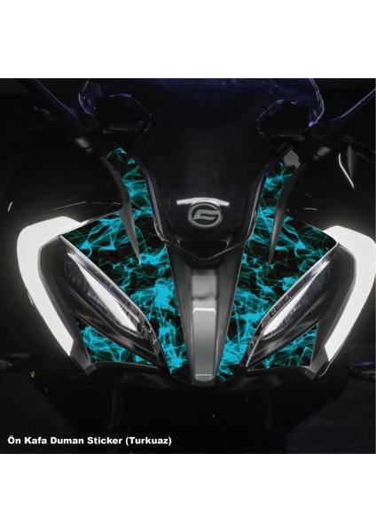 Cfmoto 250SR Ön Kafa Turkuaz Duman Parçalı Kaplama Stıcker Etiket Modeli