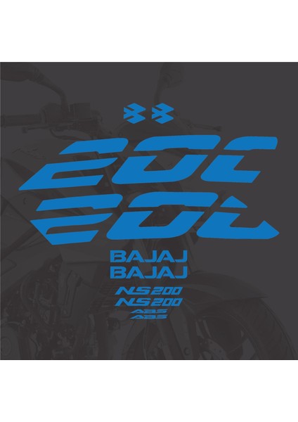 Bajaj NS200 Sticker Mavi Set Motosiklet Sticker Etiket Modeli